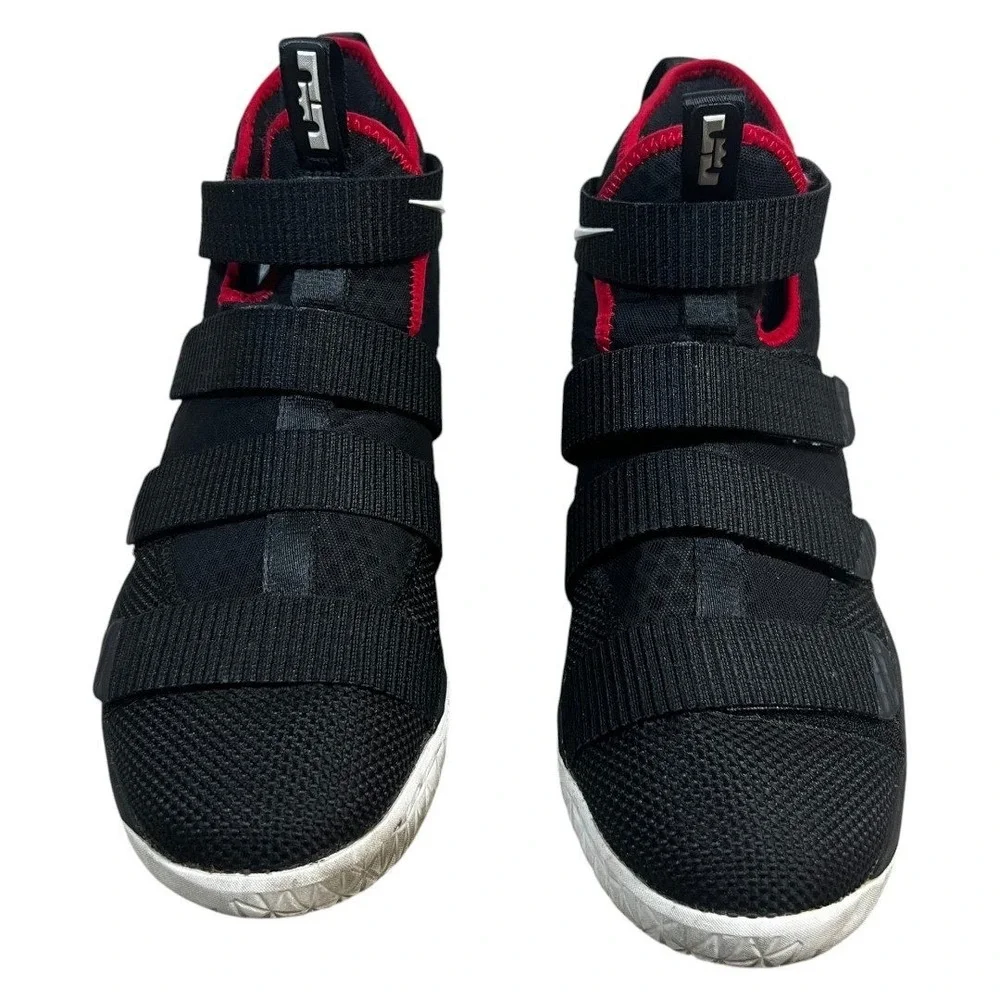 Nike LeBron James Soldier 11 'Bred' Basketball Shoes Black Red Straps Youth 6.5